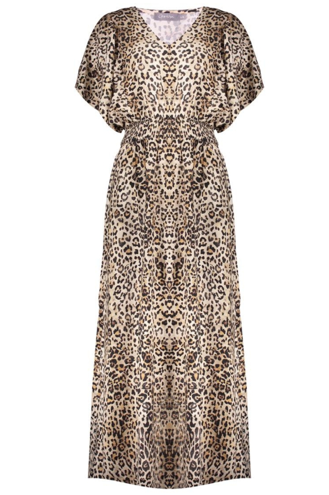 MIDI DRESS MET PRINT 57092 20 Sand/Black